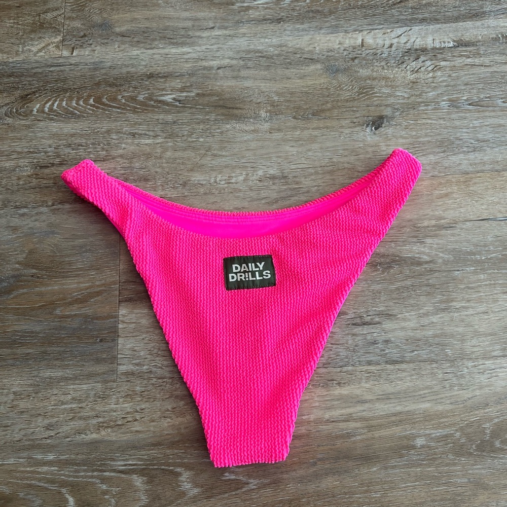 Daily Drills Pink Wavy Bikini Bottoms